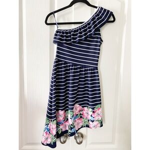 Abercrombie kids one shoulder dress size 12 M blue